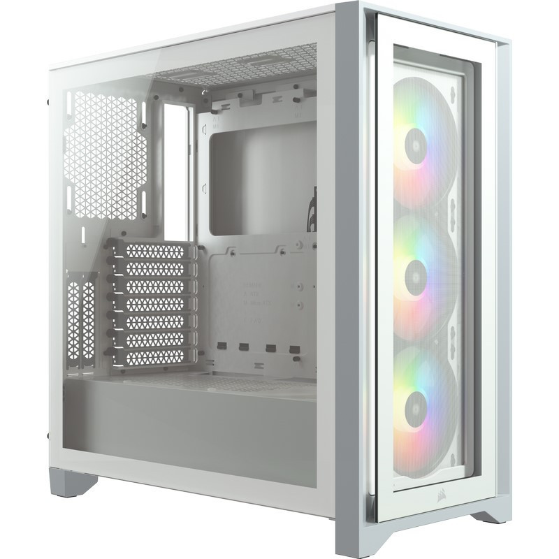 Corsair iCUE 4000X RGB Tempered Glass Mid-Tower ATX Case — Blanc