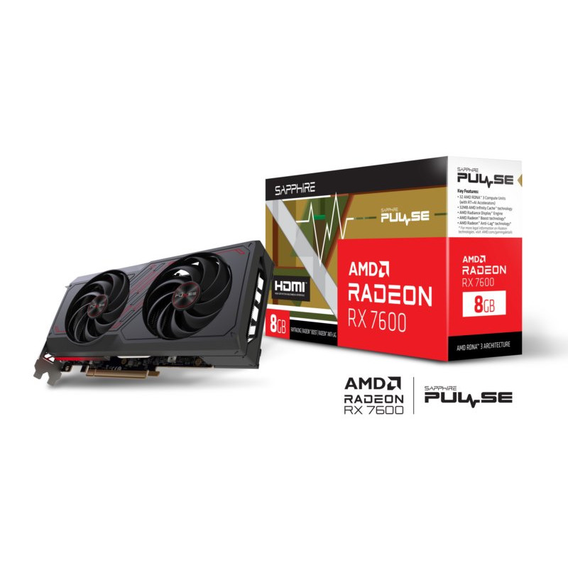 SAPPHIRE PULSE AMD RADEON RX 7600 GAMING OC 8GB
