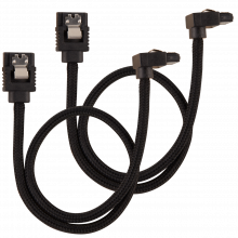 Câble gainé Premium connecteur à 90° SATA 6Gbps 30 cm — noir